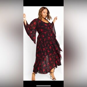 NWT City Chic Black/Red Floral Maxi Dress- Size 14W